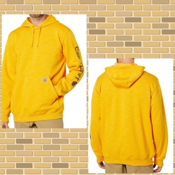 Carhartt Men's Loose Fit‎ Logo Sleeve Graphic Sweatshirt yellow size Medium NWT - Picture 1 of 7